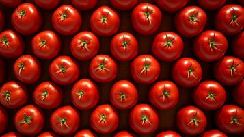 A bunch of red tomatoes on a table. The tomatoes are of different shapes and sizes, creating a visually appealing display. photo