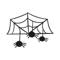 vector telaraña y araña Víspera de Todos los Santos negro silueta conjunto escalofriante de miedo arañas web peligroso