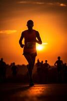 Running into the Sunrise - A Symbol of Endurance and Determination AI Generative photo