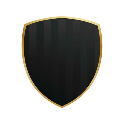 Vector black shield with golden frame