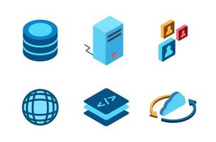 AI-Cloud element isometric icons set. vector