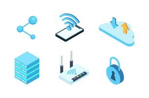 AI-Cloud element isometric icons set. vector