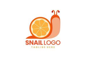 Flat modern logo snail orange fruit logo template vector