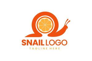 Flat modern logo snail orange fruit logo template vector