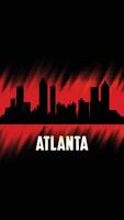 Atlanta vector cities silhouette, red and black diagonal halftone background