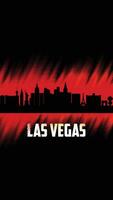 Las Vegas vector cities silhouette, red and black diagonal halftone background