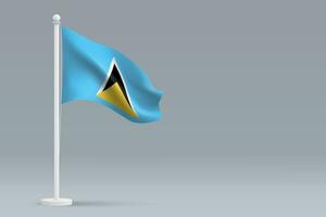 3d realistic national Saint Lucia flag isolated on gray background vector