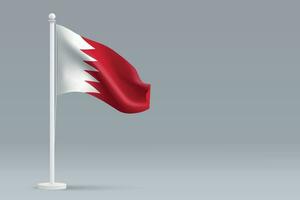 3d realistic national Bahrain flag isolated on gray background vector