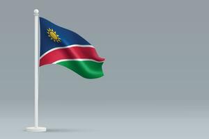 3d realistic national Namibia flag isolated on gray background vector