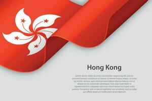 3d ribbon with national flag Hong Kong isolated on white background vector