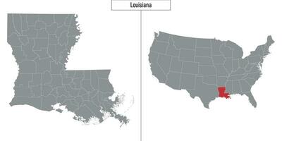 map of Louisiana state of United States and location on USA map vector