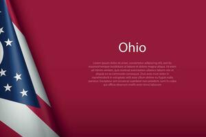 flag Ohio, state of United States, isolated on background with copyspace vector