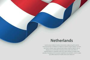 3d ribbon with national flag Netherlands isolated on white background vector