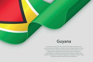 3d ribbon with national flag Guyana isolated on white background vector