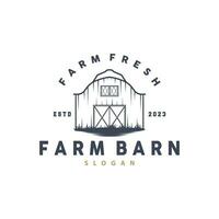 Barn Farm Logo Minimalist Vintage Rustic Design Vector Illustration