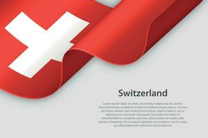 3d ribbon with national flag Switzerland isolated on white background vector