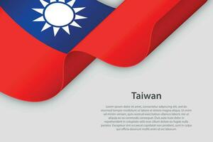 3d ribbon with national flag Taiwan isolated on white background vector