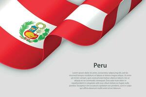 3d ribbon with national flag Peru isolated on white background vector