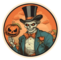 retro halloween klistermärke, runda Skräck illustration för halloween, skapas med generativ ai teknologi png