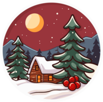Round Christmas Sticker, Illustration for Christmas, Created With Generative AI Technology png
