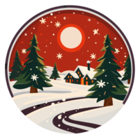 Round Christmas Sticker, Illustration for Christmas, Created With Generative AI Technology png