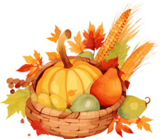 Watercolor Thanksgiving Day Clipart Illustration, Created With Generative AI Technology png