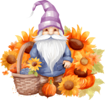 Watercolor Gnome, Thanksgiving Day Clipart Illustration, Created With Generative AI Technology png