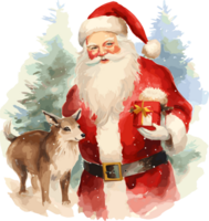 Watercolor Santa Claus, Merry Christmas Clipart Illustration, Created With Generative AI Technology png
