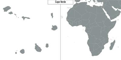 map of Cape Verde and location on Africa map vector