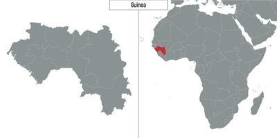 map of Guinea and location on Africa map vector