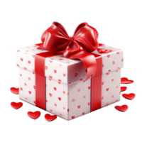valentines day white gift box with red ribbon bow  ai generative png