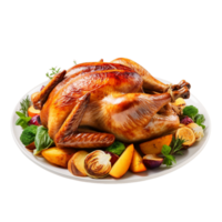 Thanksgiving Turkey Food Dinner Roast Whole Chicken ai generative png