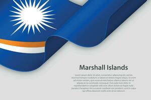 3d ribbon with national flag Marshall Islands isolated on white background vector