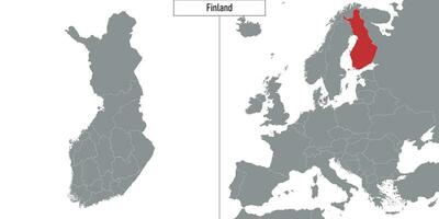 mapa de Finlandia y ubicación en Europa mapa vector