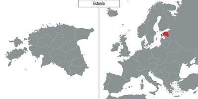 mapa de Estonia y ubicación en Europa mapa vector