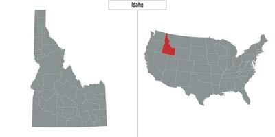 mapa de Idaho estado de unido estados y ubicación en Estados Unidos mapa vector