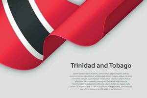 3d ribbon with national flag Trinidad and Tobago isolated on white background vector