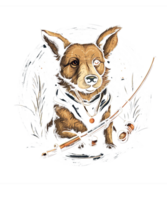 Angeln Hund png Datei schwarz Hintergrund. verwenden zum T-Shirts, Tassen, Aufkleber, Karten, usw.