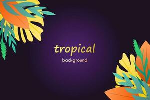 Tropical vector background with colorful leaves. Abstract foliage and botanical background.