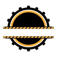 industrial estilo blanco circulo forma engranaje Insignia adecuado para logo vector