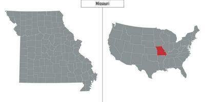 map of Missouri state of United States and location on USA map vector