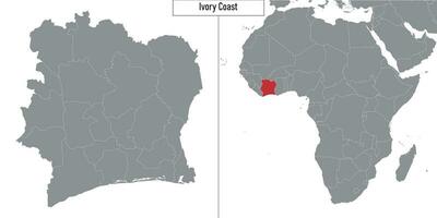 map of Ivory Coast and location on Africa map vector