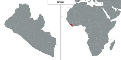 mapa de Liberia y ubicación en África mapa vector