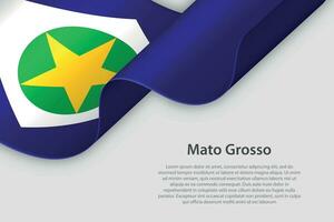 3d ribbon with flag Mato Grosso. Brazilian state. isolated on white background vector