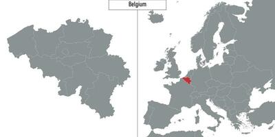 map of Belgium and location on Europe map vector