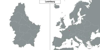 mapa de Luxemburgo y ubicación en Europa mapa vector