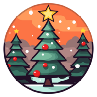 ronde Kerstmis sticker, illustratie voor kerstmis, gemaakt met generatief ai technologie png