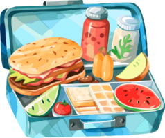 Watercolor Tiffin Box, Back To School Clipart Illustration, Created With Generative AI Technology png