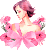 Watercolor Breast Cancer Awareness Clipart Illustration, Created With Generative AI Technology png