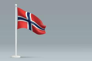 3d realistic national Norway flag isolated on gray background vector